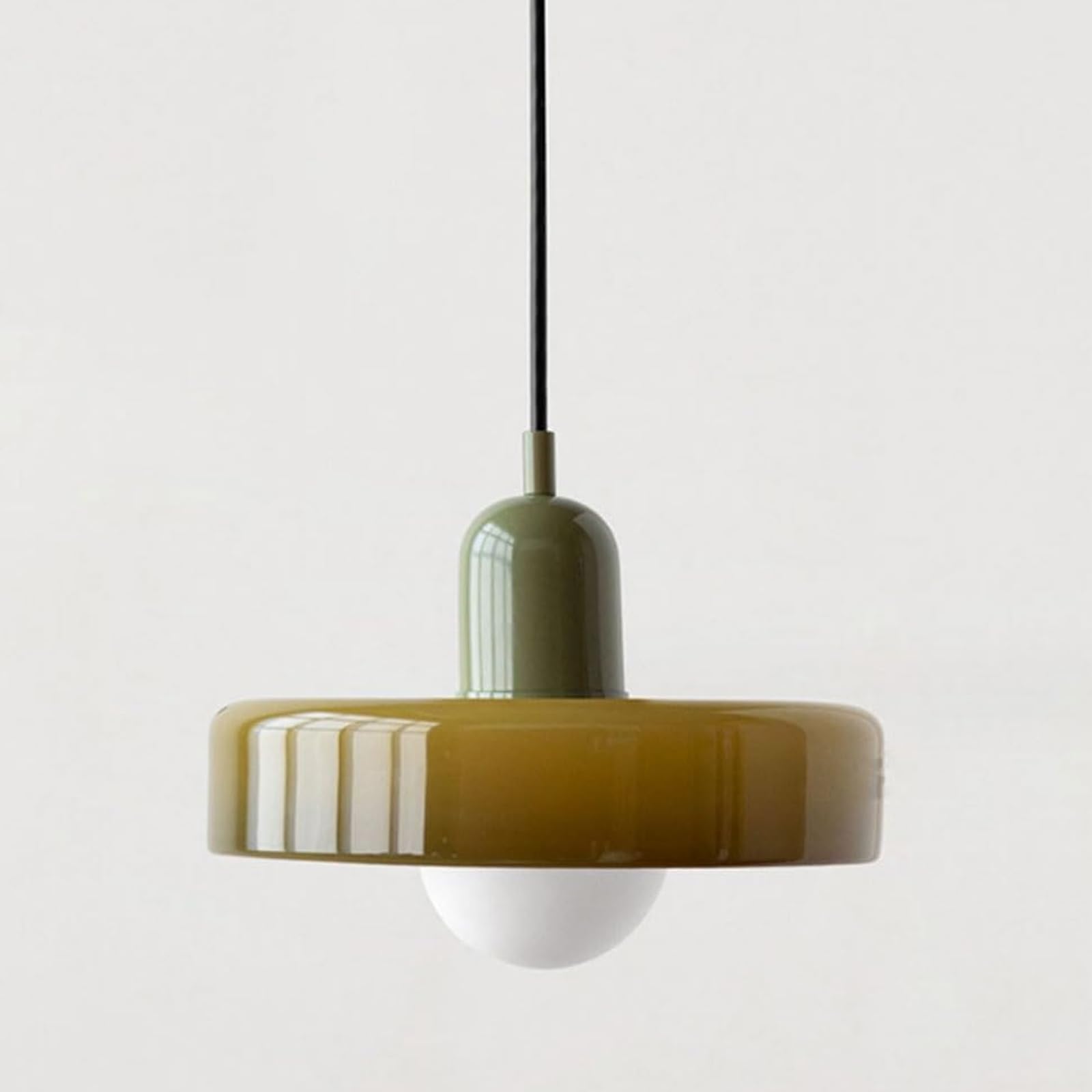 Mid Century Pendant Light Retro Green Glass Hanging Light Farmhouse Single Ceiling Pendant Light Kitchen Island Sink Nordic Modern Chandelier for Bedroom Dinning Room Cafe (Size:35cm,Color:D)