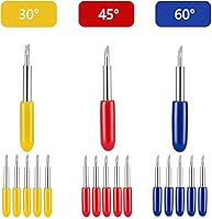 Vista 5 de Vinyl Cutter Blades,15pcs (30/45/60 Degree) Cutting Knife Tungsten Steel Plotter Blade with Holder Base for Cutting