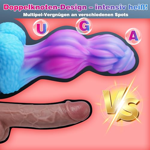 Fantasy Knot Drachen Dildo mit 7.1cm Knoten, Anal XXL Alien Dildo mit starkem Saugnapf, reines Silikon Monster Dildo Animal Dick, Analplug Dildoschwanz für Männer Frauen Paare Sexspielzeug Sextoy