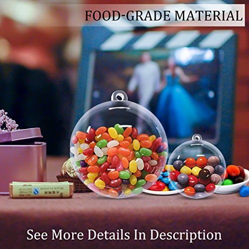 Gamexcel 25 Pcs Clear Plastic Ornaments For Crafts - Diy Plastic Fillable Christmas Tree Hanging Ball - Bath Bombs Making Molds - Christmas New Year Wedding Decorations #TOP4