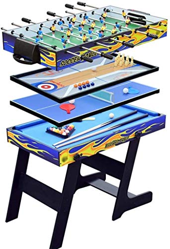 MRKU Tavolo da Gioco Multifunzione 4 in 1 Steady Combo, Biliardo Nero Eight, Tavolo da Hockey su Ghiaccio Air Puck, Multifunzionale per Uso Domestico Four