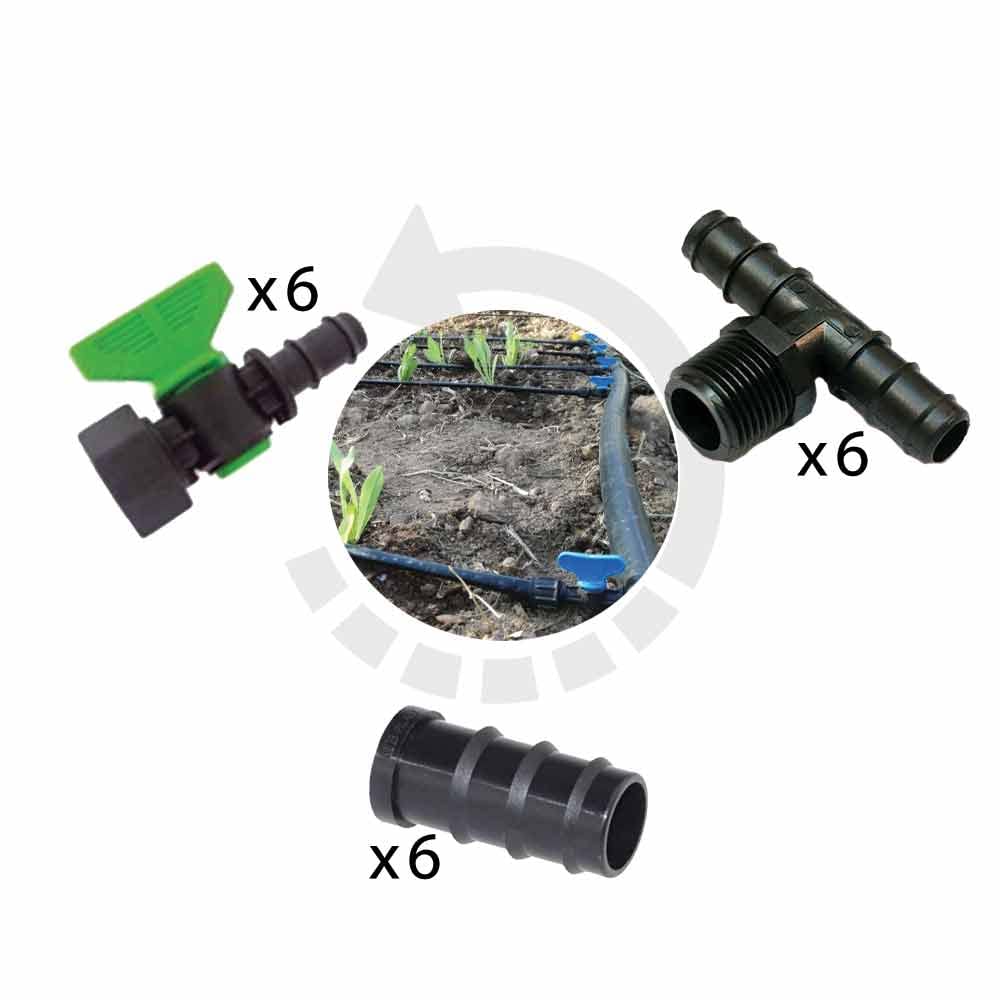 Set Di 10 Rubinetti Per Irrigazione A Goccia - Adattatori Per Tubo 13 Mm Interno / 16 Mm Esterno - 4