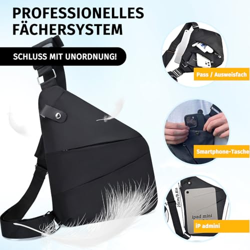 Gipfelfreund Anti Diebstahl Tasche, Diebstahlsichere Tasche, Crossbody Bag, Umhängetasche Damen, Damen-Schultertaschen, Brusttasche Herren, Sicherheitstasche Reise für Herren