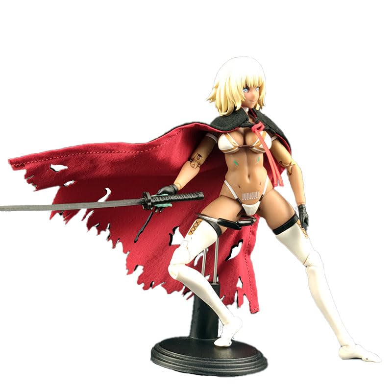 Meetoget 1/12 Scale Figure Doll Mantle Cape Clothes for 6 inch Action Figure PU003,BlackRed