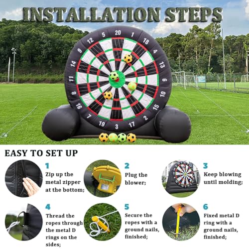 10 Fuß hohe, aufblasbare Riesen-Kick-Darts-Spiele, Outdoor-Fußball-Ziel-Dartscheibe mit 8 Fußbällen und Gebläse, große Kick-Game-Sportspiele für den Garten, Familie, Kinder und Erw – Bild 7