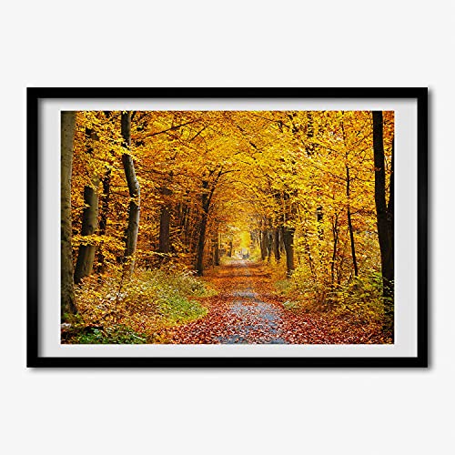 Cadre photo 70x50 cm en bois MDF Tulup avec affiche décorative Forêt d'automne
