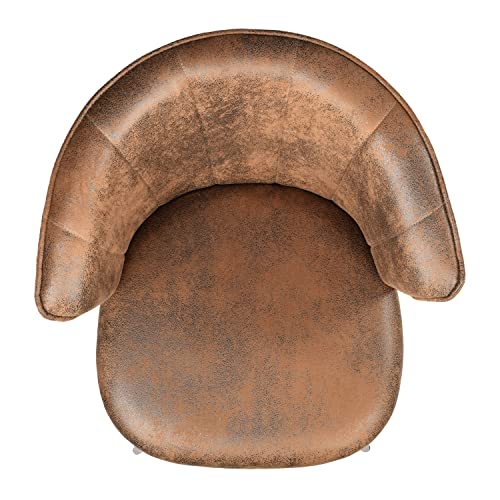 Furniturer Vintage Set Of 2 With Armrest Suede Modern Living Accent Side Club Guest With Black Golden Legs Room Dining Chair, Brown #TOP3