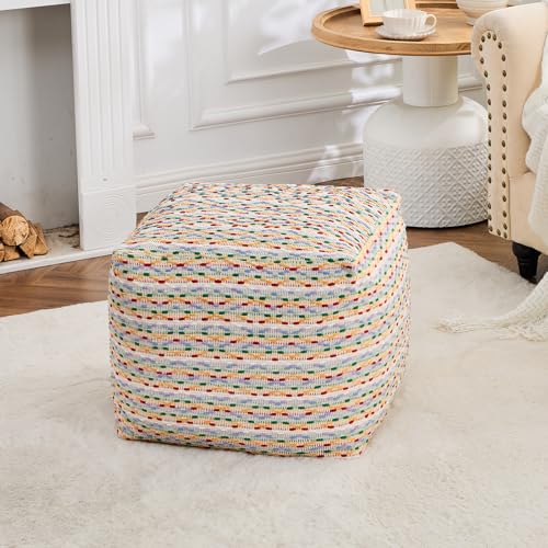 Unstuffed Pouf Ottoman Cover Storage Bean Bag Cube Foot Rest Foot...