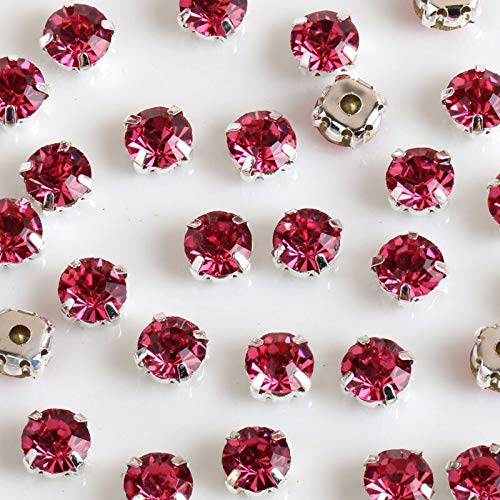1000pcs 4mm Rhinestones with Base Wedding Hair Bow Garment Flower Center DIY Accessorys Handcraft - (Color: Rosered)