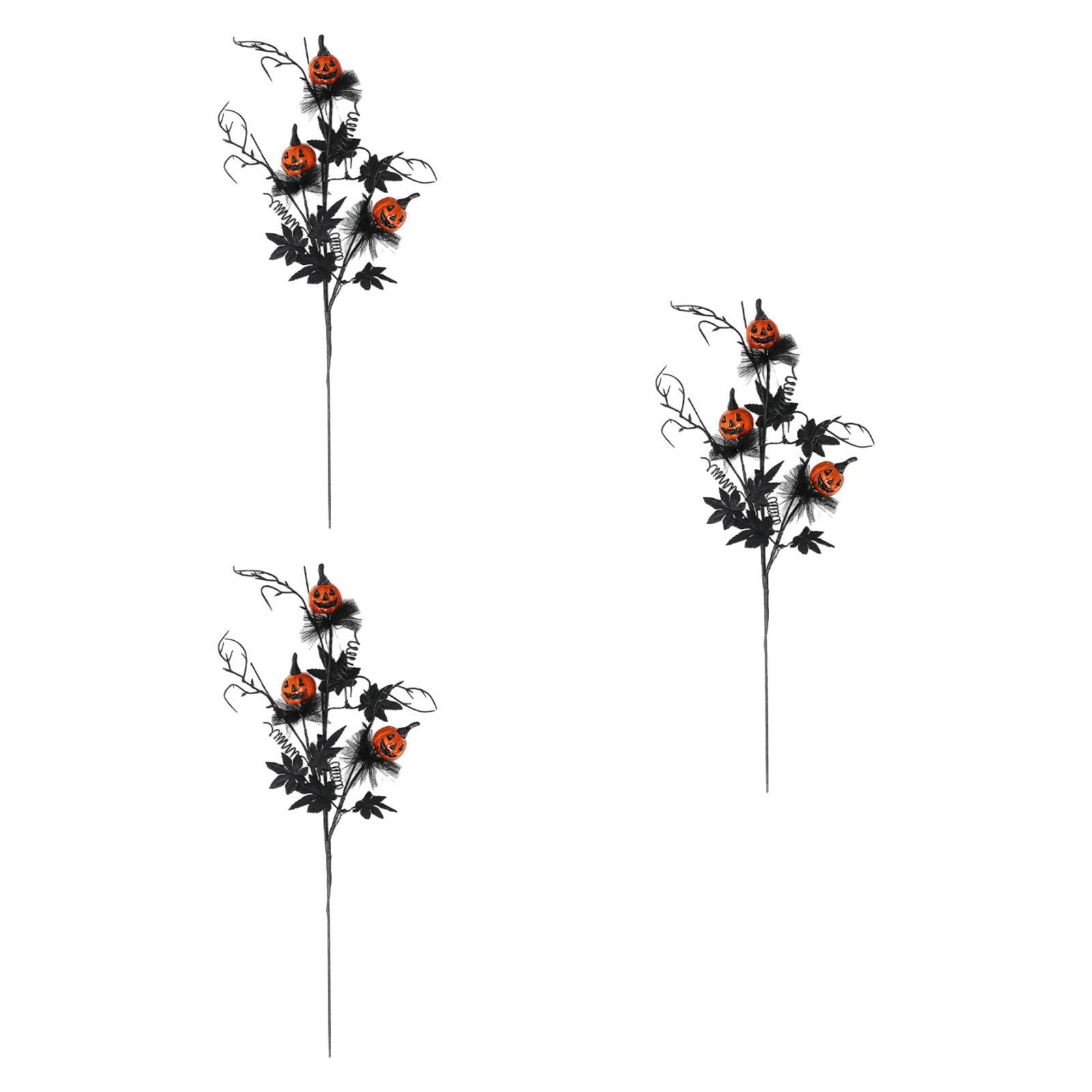 PIXZCSA 3pieces Black Artificial Maple Leaves Branches For Halloween Floral Arrangement Halloween Branches And Lightweight.