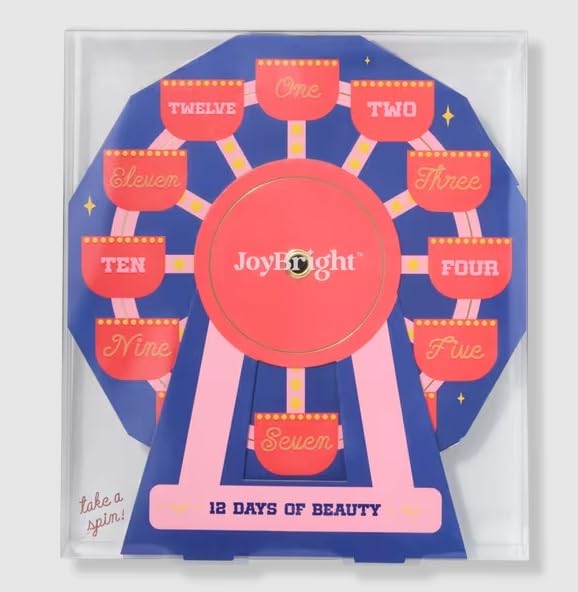 Ulta JoyBright 12 Days of Beauty Holiday Collection, Makeup and Skincare Gift Set, Pink and Blue Ferris Wheel Design, Western Theme
