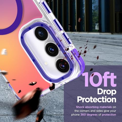 Image of Magnetic Case for Samsung Galaxy S25 FE 5G [Compatible with Magsafe] [Cute Fashion Fluorescent Design] [1 Screen Protector] Slim Translucent Matte Case for Galaxy S25 FE 5G 6.7 inch, Purple