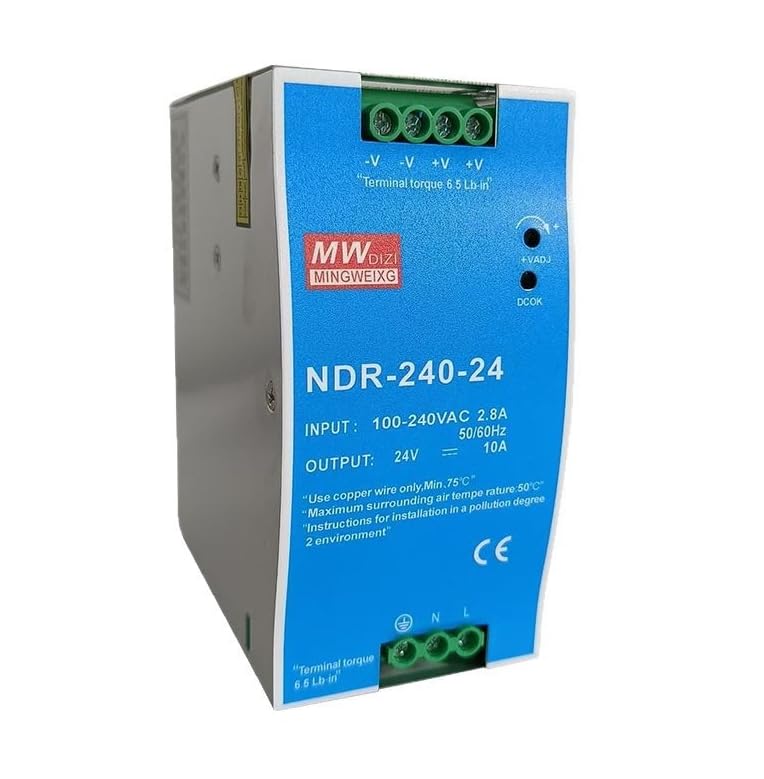 240W 24V Hutschienen Netzteil, Schienen Schaltnetzteil, Mehrere Schutzfunktionen, Strombereich 0–10 A, Klingeltrafo Schaltnetzteil, Geeignet für industrielle Geräte