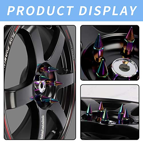 M12X1.5 Spikes Nuts For Rims Aluminum Extended Tuner Lug Nuts 20Pcs 60Mm (Neo Chrome) #TOP4