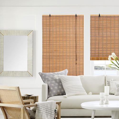 Tenda a Rolllo in Bamboo Natural in Legno di bambù Home Balcón Privacidad Proteczione Parasol ，para la decoración doméstica (Marrón,60An x 180Al cm)