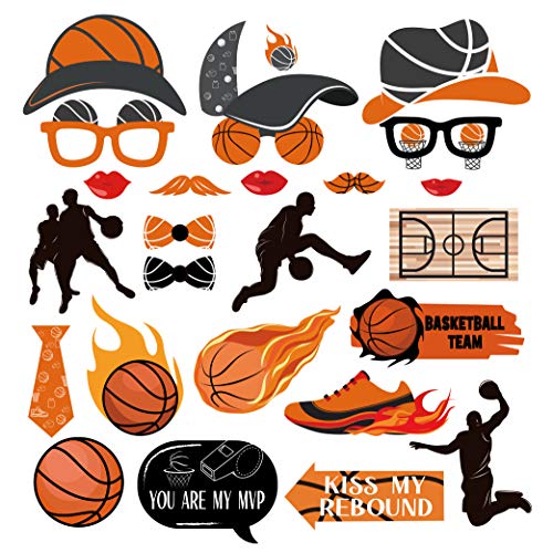 25Ct Basketball Photo Booth Props With Stick,Nba Selfie Props,Basketball Themed First Birthday Party Supplies,Nbl Theme Backdrop Decorations #TOP5