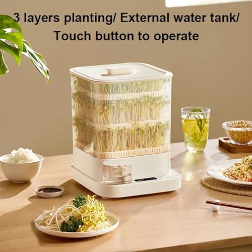Machine à Germe de Haricot Automatique, bac à gerting Automatique Intelligent à 3 Couches avec réservoir d'eau de 1,5 L