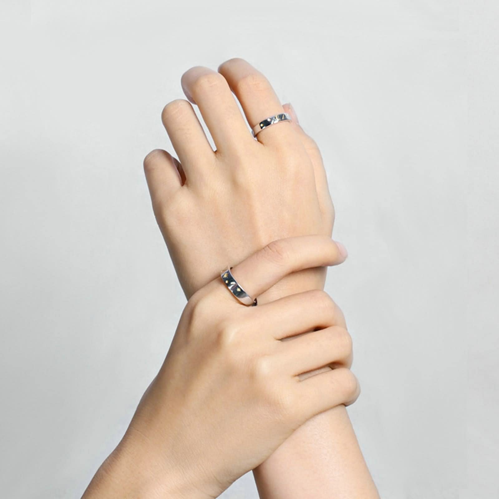Freundschaftsringe, Ehering, Sonne und Mond, Silber, Gold, Sterlingsilber, Geschenksets für Frauen