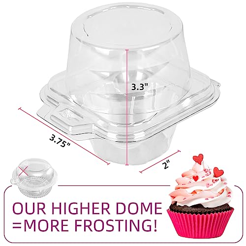 Image of LotFancy 25 Pcs Individual Cupcake Containers, Plastic Clear Cupcake Boxes, Disposable Single Cupcake Holders with Dome Lid, Stackable Muffin Carrier for Wedding Baby Shower