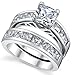 1 Carat Radiant Cubic Zirconia CZ Sterling Silver 925 Wedding Engagement Ring Band Set 6