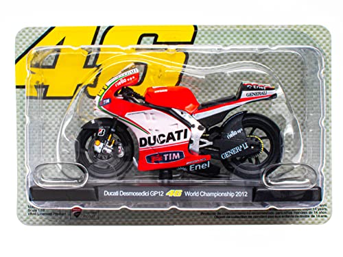 OPO 10 - Moto 1/18 de The Doctor Valentino Rossi #46, Reproduction Compatible avec Ducati Desmosedici GP12 - World Championship 2012 - VR103