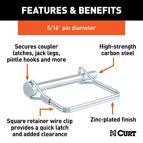 Image of CURT 25011 Trailer Coupler Pin, 5 /16-Inch Diameter x 3-Inch Long (Pack of 2)