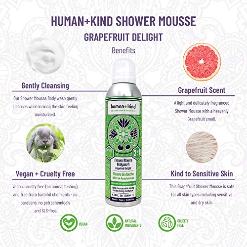 Shower Mousse Bodywash - Grapefruit Delight by Human+Kind for Unisex - 6.76 oz Body Wash