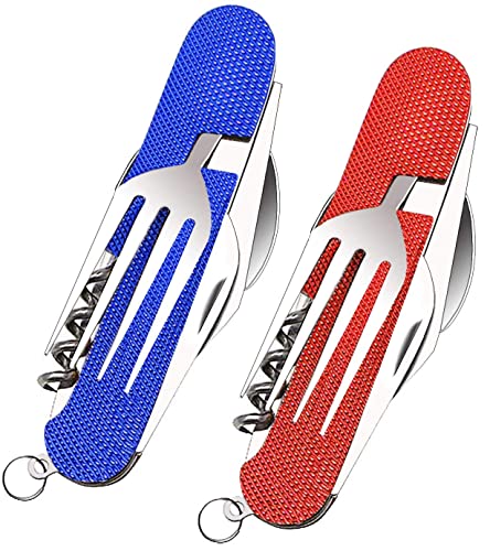 6 in 1 campingbesteck klappbar(2 Stücke),Reisebesteck,Outdoor...