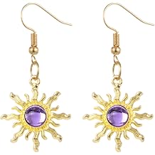 Crystal Sun Earrings for Women Gold Sun Earrings Dainty Opal Dangle Earring Purple Jewelry Gift for Princess Fans