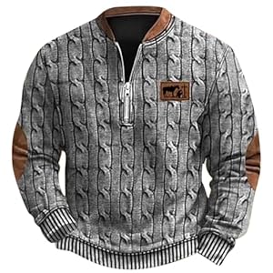 Generisch Pull Hommes Mode Hommes Grande Taille Décontracté Impression Numérique 3D Pull Tricoté Tissu Demi-Fermeture Éclair Col Rond Pull à Capuche Hommes Sweatshirts Robe, Gris clair., 5XL