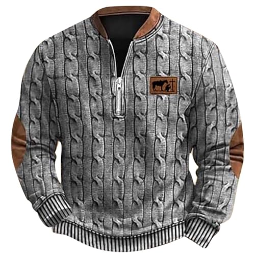 Pull en tricot homme chaud avec impression numérique 3D et demi-fermeture éclair