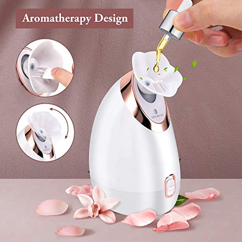 EDELWEISS Facial Steamer Nano Ionic Face Steamer for Home Facial, with Aromatherapy, Warm Mist Humidifier Atomizer for Face Sauna Spa Sinuses Moisturizing, Unique Self Care Gifts for Women