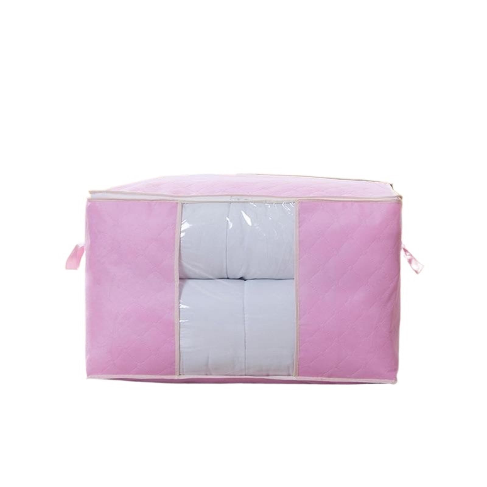 DSFIHJO 3PCS 90L Large Storage Bags Bins Foldable Closet Organizer Storage Containers With Handles Thick Fabric For Clothing Blanket(Pink)