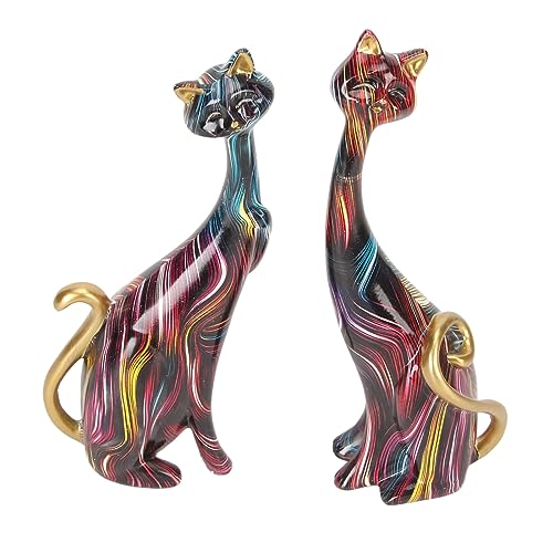 Statues de chat figurines de chat en résine abstraite pour décoration de maison KY146