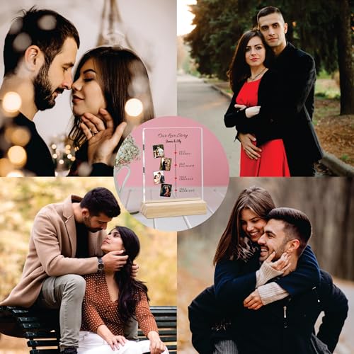 Image of Giftplease Customized Photo Frame with Wooden Stand | Transparent | Personalized Couple Picture Frame Gift for Girlfriend, Boyfriend, Husband, Wife |Anniversary, Wedding, Valentine s Day C 08