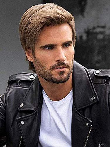 STfantasy Mens Brown Perruques Guy Gars Court Couches Cosplay Costume Party Naturel Synthétique Cheveux Quotidien