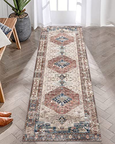 vivorug Runner Rug 2'x7' Vintage Washable Non-Slip Runners for Hallways Kitchen Entryway Laundry Room Carpet Hallway Runner Brown
