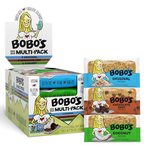 Bobo's Oatmeal Bars, Chocolate Chip, Original, Coconut Variety 3oz (12