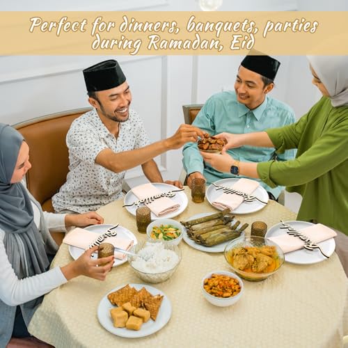 Set 6 Servilletas de Tela y Decoración de Madera Ramadan miniatura 6