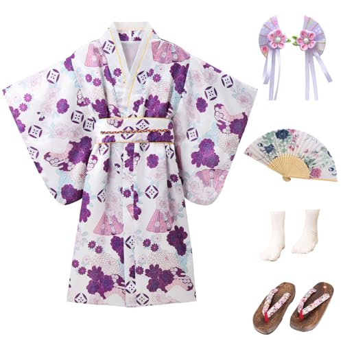 Disfraz tradicional japonés kimono para niñas miniatura 1