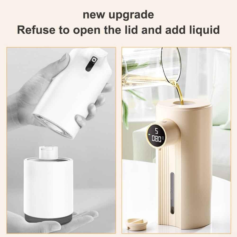 Automatischer Seifenschaumspender, 350 ml, Wandhalterung, berührungslos, 5 Gänge, verstellbarer Seifenspender, für Badezimmer, Küche, Büro (Gel Beige)