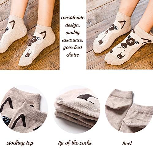 5 Pairs Womens Ankle Socks Cute Animal Cat Dog Funny Cotton Ladies Socks for Women Girls Gifts(one size/pink)