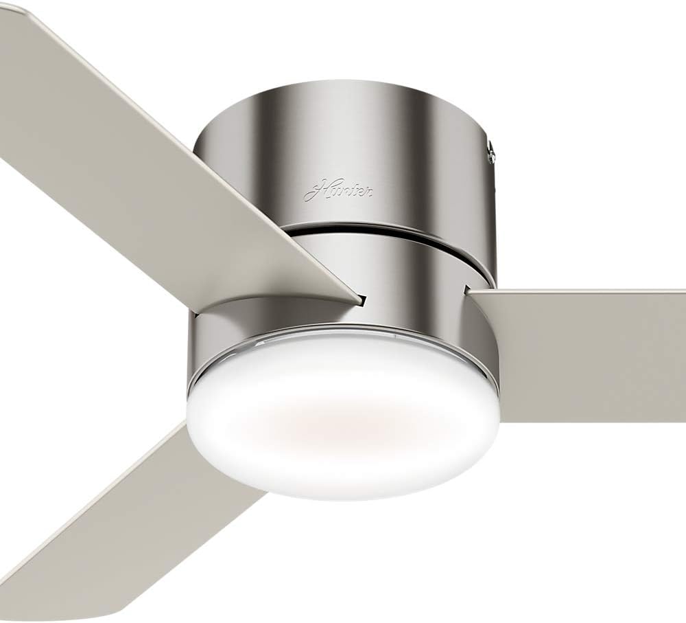 Greatest Product Hunter Fan Company Hunter 44 LED Kit 59454 Minimus 44 Inch Low Profile Ultra Quiet Ceiling Fan with Energy Efficient Light and Remote Control, Brushed Nickel Finish Greatest Product Hunter Fan Company Hunter 44 LED Kit 59454 Minimus 44 Inch Low Profile Ultra Quiet Ceiling Fan with Energy Efficient Light and Remote Control, Brushed Nickel Finish
