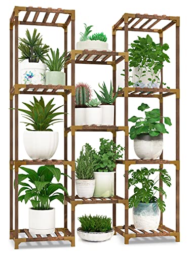 HOMKIRT Plant Stand Indoor Outdoor, 11 Tier Reinforced Plant Shel...