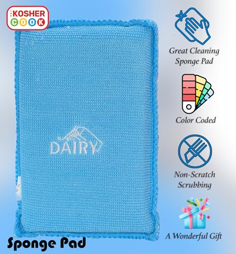 Image of Dairy Blue Dishwashing Sponges - Heavy Duty Scouring Pad, Non Scratch Scrubber - Durable and Soft - Color Coded Home and Kitchen Accessories by The Kosher Cook
