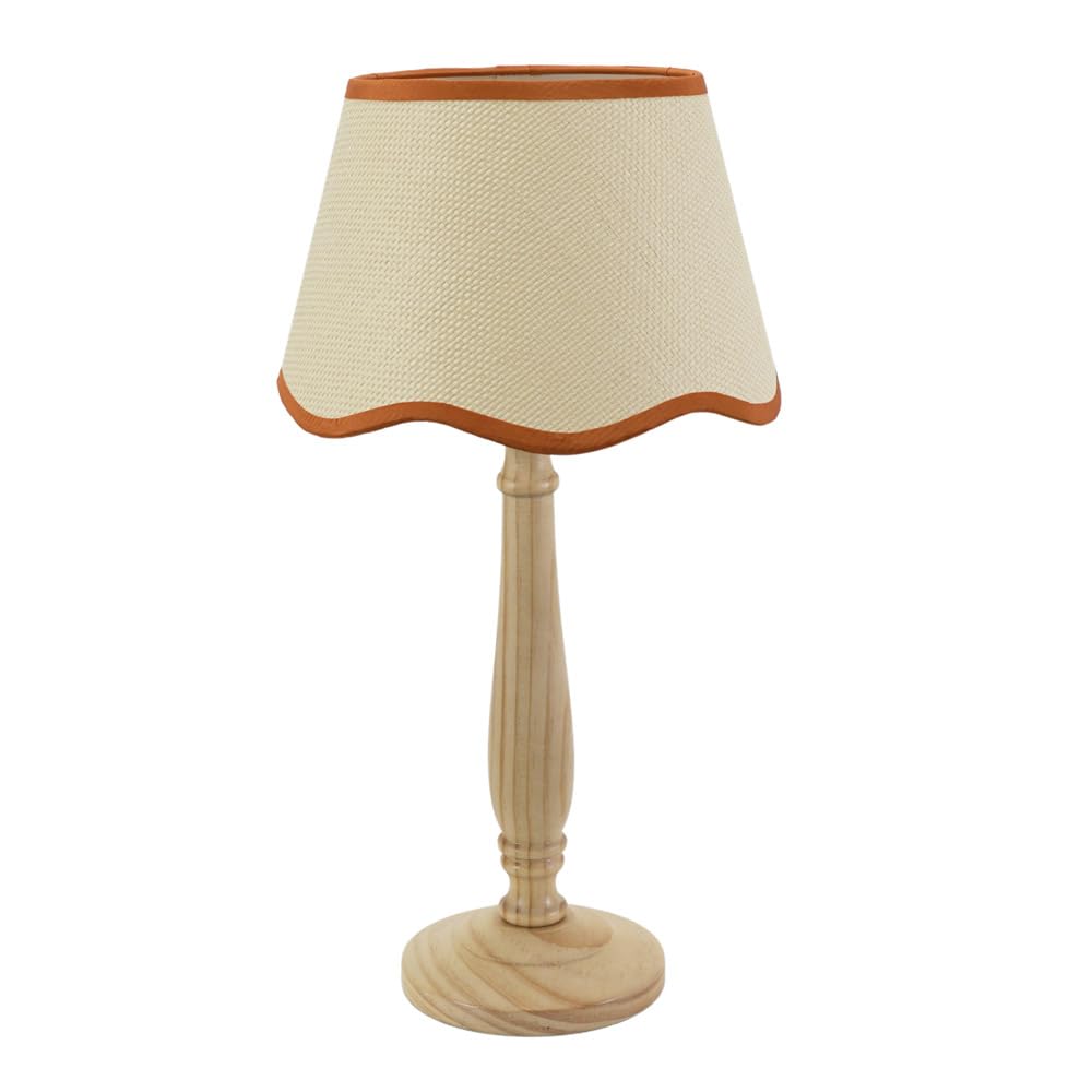 ValueLights | Natural Wood Candlestick Table Lamp with Rust Trim Scallop Shade Living Room Bedroom Light | Table Lamps, Home Décor & Improvement Essential