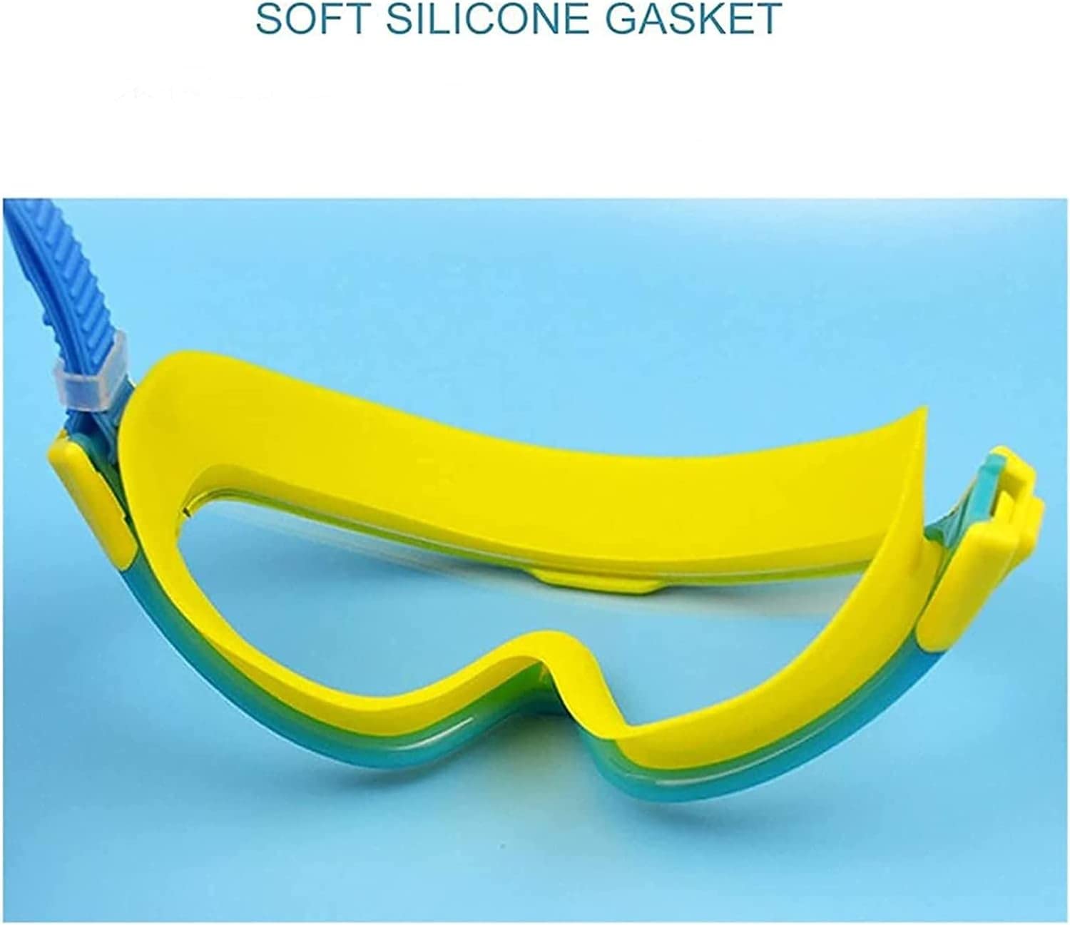 Antibeschlag-Schwimmbrille mit großem Rahmen und Ohrstöpsel, wasserdichte Ausrüstung für Taucherbrillen für Kinder (Pink)