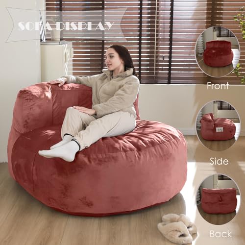 WhatsBedding 5FT Bean Bag Chair for Adults,Kids & Teenagers Bean Bags Giant with Memory Foam Filled,Beanbag Chairs Large Sofa with Dutch Velvet Cover(Pink,Large,Back Support) - Thumbnail 6