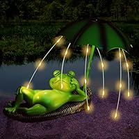 YATOSEEN Solar Garden Statue Frog Decor - Solar String Light LED Frogs Umbrella Figurine with Lights Waterproof, Animal Statue Decoration Ornaments Housewarming Gifts for Patio/Lawn/Balcony/Backyard