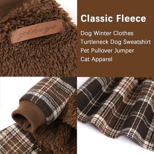 Image of Dog Sweater Dog Clothes for Small Dogs Boy Girl Fall Puppy Dress Warm Fleece Chihuahua Yorkie Teacup Doggie Sweaters Dresses Doggy Sweater for Small Dogs Girl Cat Outfit, Brown, M